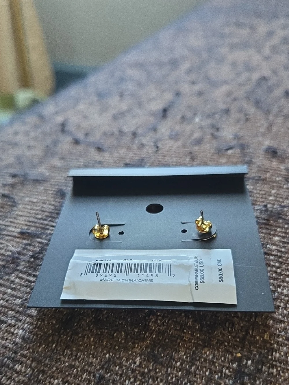 COACH Gold-Tone Pink Crystal Logo Stud Earrings✨️ NWT - Picture 2 of 4
